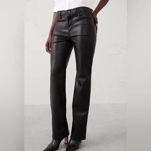 Banana Republic Black Faux Leather Straight-Leg Pants